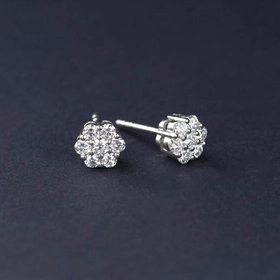 Lab Diamond Cluster Earrings 0.50ct H/SI Quality set in 9K White Gold